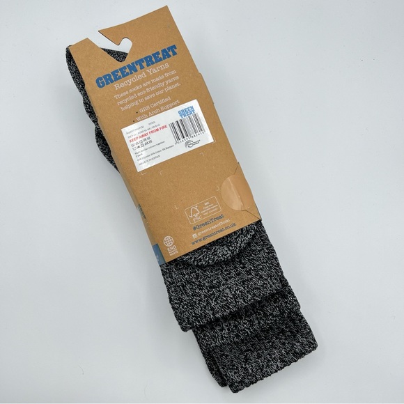 Green Treat Recycled Yarns Heathered Grey 3 Pairs Outdoor Socks Men’s 8-12 - Picture 5 of 6